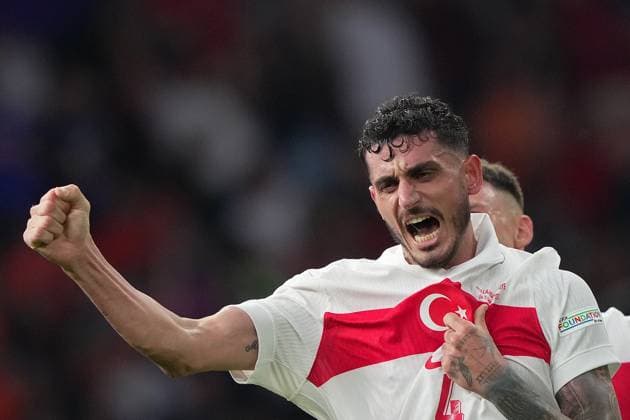 Turkey s Samet Akaydin celebrates after scoring 0-1 during the Euro 2024 soccer match between Netherlands and Turkey at the Berlin Olympiastadion , Berlin, Germany - Saturday 06 july 2024. - Soccer .  Copyright: xSpada LaPressex