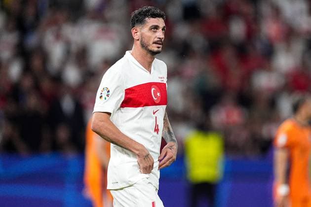 2024-07-06 Netherlands v Turkiye - Quarter-Final - UEFA EURO, EM, Europameisterschaft,Fussball 2024 BERLIN, GERMANY - JULY 6: Samet Akaydin of Turkiye disappointed during the Quarter-Final - UEFA EURO 2024 match between Netherlands and Turkiye at Olympiastadion on July 6, 2024 in Berlin, Germany. (Photo by Joris Verwijst BSR Agency) Berlin Germany Content not available for redistribution in The Netherlands directly or indirectly through any third parties. Copyright: xBSRxAgencyx