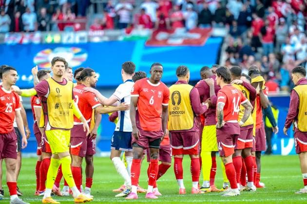EURO 2024 - Quarter-Finals: England vs. Switzerland Switzerland are heartbroken, as England are through to the semi-finals after the EURO 2024 Quarter-Final match between England and Switzerland on 06 July 2024, at Duesseldorf Arena, in Duesseldorf, Germany Duesseldorf Duesseldorf Arena Germany Copyright: xAlexandraxFechetex DSC04993