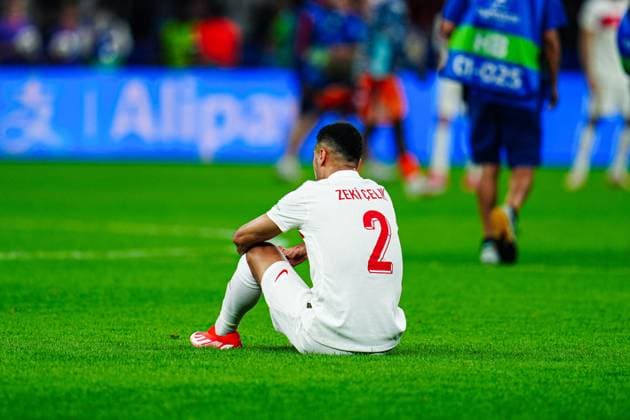 Zeki Celik Turkey, 02 disappointed disappointment after defeat GER, Netherlands vs Turkey, European Football Championship, UEFA Euro 2024, quarter-finals, 06 07 2024 GER, Netherlands vs Turkey, European Football Championship, UEFA Euro 2024, quarter-finals, 06 07 2024 Berlin Copyright: xEibner-Pressefoto MarcelxvonxFehrnx EP_MFN