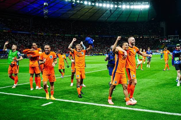 Netherlands cheers after victory end of match GER, Netherlands vs Turkey, European Football Championship, UEFA Euro 2024, quarter-final, 06 07 2024 GER, Netherlands vs Turkey, European Football Championship, UEFA Euro 2024, quarter-final, 06 07 2024 Berlin Copyright: xEibner-Pressefoto MarcelxvonxFehrnx EP_MFN