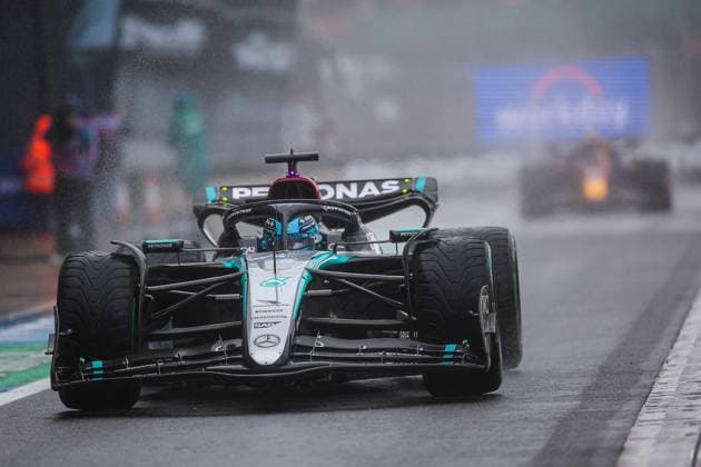 63 George Russell GBR, Mercedes AMG Petronas F1 Team , F1 Grand Prix of Great Britain at Silverstone Circuit on July 6, 2024 in Silverstone, Great Britain Photo by HOCH ZWEI Silverstone Great Britain