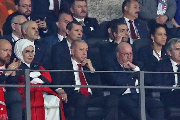 06 07 2024, xtgx, European Football Championship 2024 1 4 Final, Netherlands Turkey emspor, v l President of the Republic of Turkey Recep Tayyip Erdogan sad, disappointed, frustrated, dejected UEFA REGULATIONS PROHIBIT ANY USE OF PHOTOGRAPHS as IMAGE SEQUENCES and or QUASI VIDEO Berlin