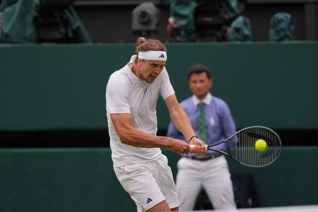 LONDON, ENGLAND - JULY 06: Alexander Zverev of Germany reacts in the Men s Singles third round match against Cameron Norrie of Great Britain during day six of The Championships Wimbledon 2024 at All England Lawn Tennis and Croquet Club on July 06, 2024 in London, England  Copyright: xHiroshixSatox