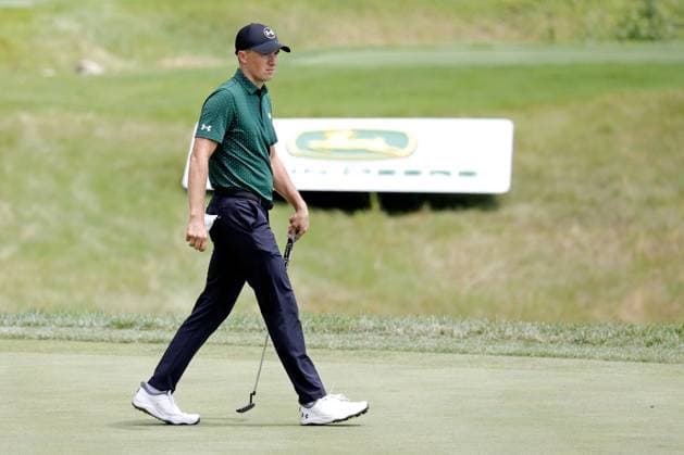 SILVIS, IL - JULY 06: PGA, Golf Herren golfer Jordan Spieth putts on the 16th hole during the third round of the John Deere Classic on July 6,2024, at the TPC Deere Run in Silvis, Illinois. (Photo by Brian Spurlock Icon Sportswire) GOLF: JUL 06 PGA John Deere Classic EDITORIAL USE ONLY Icon2407065