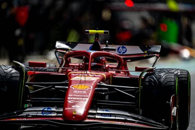 SILVERSTONE, UNITED KINGDOM: Carlos Sainz, racing for the Ferrari team during the 2024 Formula 1 British Grand Prix at the Silverstone Circuit in Silverstone, United Kingdom