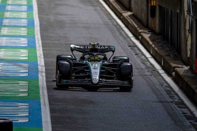 SILVERSTONE, UNITED KINGDOM: Lewis Hamilton, racing for the Mercedes F1 team during the 2024 Formula 1 British Grand Prix at the Silverstone Circuit in Silverstone, United Kingdom