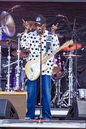 CHICAGO, IL - JULY 06: Buddy Guy dances while performing on the Draftkings Stage before the NASCAR, Motorsport, USA Xfinity Series The Loop 110 at the Chicago Street Course on July 06, 2024 in Chicago, Illinois. (Photo by Ben Hsu Icon Sportswire)(Photo by Ben Hsu Icon Sportswire) AUTO: JUL 06 NASCAR Chicago Street Race Weekend Entertainment - Buddy Guy EDITORIAL USE ONLY Icon224240706005