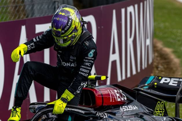 SILVERSTONE, UNITED KINGDOM: Lewis Hamilton, racing for the Mercedes F1 team during the 2024 Formula 1 British Grand Prix at the Silverstone Circuit in Silverstone, United Kingdom