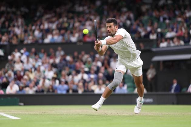Novak Djokovic (Ser) TENNIS : Wimbledon 2024 - 06 07 2024 AntoineCouvercelle Panoramic 