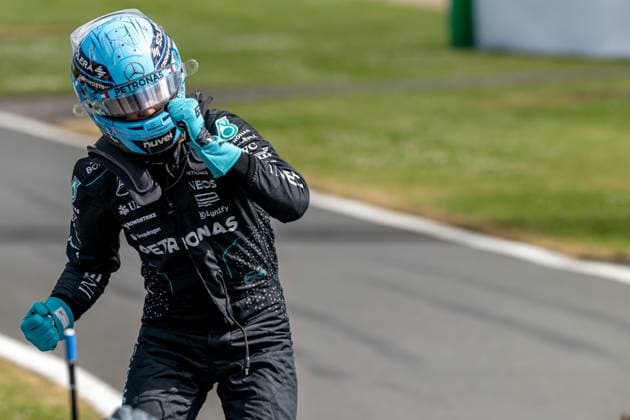 SILVERSTONE, UNITED KINGDOM: George Russell, racing for the Mercedes F1 team during the 2024 Formula 1 British Grand Prix at the Silverstone Circuit in Silverstone, United Kingdom