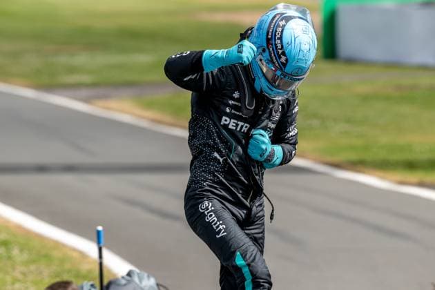 SILVERSTONE, UNITED KINGDOM: George Russell, racing for the Mercedes F1 team during the 2024 Formula 1 British Grand Prix at the Silverstone Circuit in Silverstone, United Kingdom