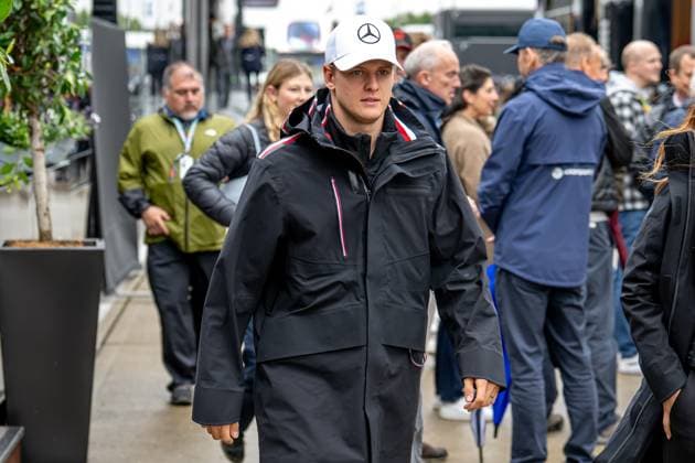 SILVERSTONE, UNITED KINGDOM: Mick Schumacher, The reserve driver for the Mercedes F1 team, at the 2024 Formula 1 British Grand Prix at the Silverstone Circuit in Silverstone, United Kingdom.