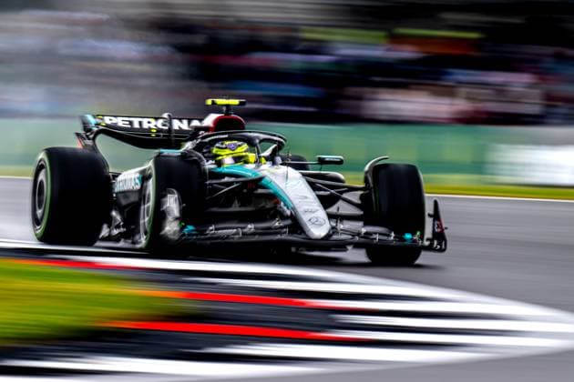 SILVERSTONE, UNITED KINGDOM: Lewis Hamilton, racing for the Mercedes F1 team during the 2024 Formula 1 British Grand Prix at the Silverstone Circuit in Silverstone, United Kingdom