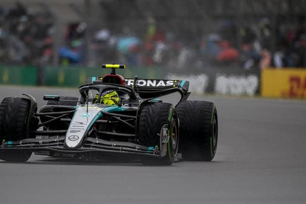 SILVERSTONE, UNITED KINGDOM: Lewis Hamilton, racing for the Mercedes F1 team during the 2024 Formula 1 British Grand Prix at the Silverstone Circuit in Silverstone, United Kingdom