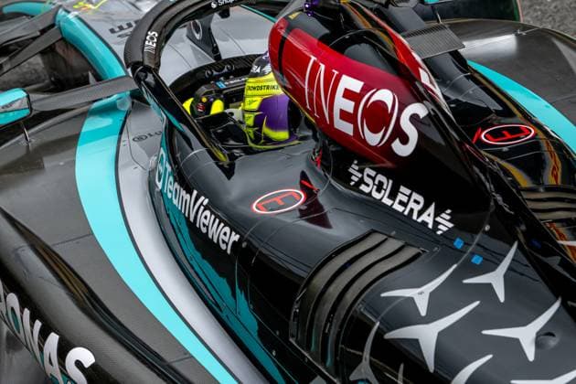 SILVERSTONE, UNITED KINGDOM: Lewis Hamilton, racing for the Mercedes F1 team during the 2024 Formula 1 British Grand Prix at the Silverstone Circuit in Silverstone, United Kingdom