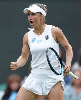 (240707) -- LONDON, July 7, 2024 -- Yulia Putintseva reacts during the women s singles third round match between Yulia Putintseva of Kazakhstan and Iga Swiatek of Poland at Wimbledon tennis Championship in London, Britain on July 6, 2024. ) (SP)BRITAIN-LONDON-TENNIS-WIMBLEDON HanxYan 