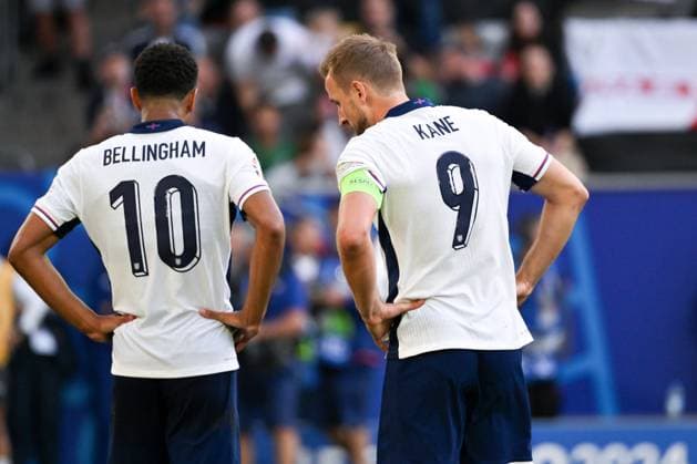 Jude Bellingham England , Harry Kane England 06 07 2024, European Football Championship 2024, Euro 2024, quarter-final, England Switzerland 6 4 n E Düsseldorf Merkur Spiel Arena Germany Team2