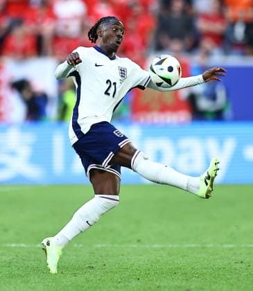 Eberechi Eze of England England v Switzerland, UEFA European Championship, EM, Europameisterschaft 2024, Quarter Final, Football, Dusseldorf Arena, Dusseldorf, Germany, 06 Jul 2024 EDITORIAL USE ONLY No use with unauthorised audio, video, data, fixture lists, club league logos or live services. Online in-match use limited to 120 images, no video emulation. No use in betting, games or single club league player publications. Copyright: xMichaelxZemanek Shutterstockx 14571385he