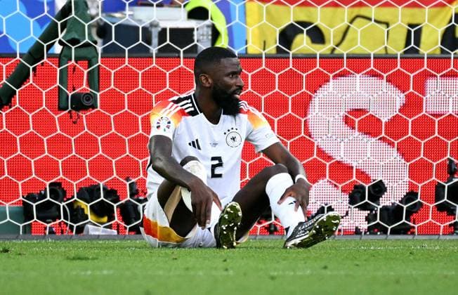 Football, European Championship, EURO 2024, Quarter-final, MHP Arena Stuttgart Spain Germany 2 1 n V Antonio Rüdiger GER disappointed after Mikel Merino SPAs late goal to make it 2 1 Disappointment, frustration, action