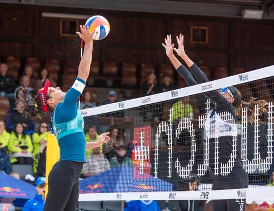 July 7, 2024, Gstaad, Bern, Switzerland: Gstaad Switzerland, 07 07 2024: during Swatch Beach Pro Gstaad 2024, Swatch Beach Pro Gstaad 2024 took place in the famous ski resort and which organizes events like the EFG Swiss Open Gstaad ATP, Tennis Herren 250 and the Polo Gold Club Gstaad 2024 and took place at Roy Emerson Arena in Gstaad; which also counts for the Volleyball World Beach Pro Tour championship and which serves as a warm-up for the stars of the future Paris Olympic Games, Olympische Spiele, Olympia, OS Gstaad Switzerland - ZUMAd206 20240707_zip_d206_008 Copyright: xEricxDubostx