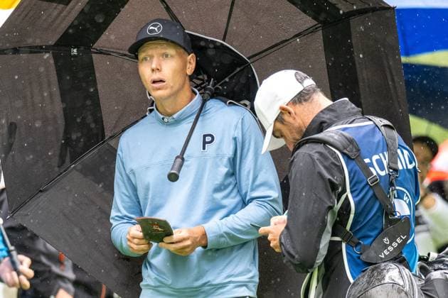 Matti Schmid with a surprised look on his face, BMW International Open 2024, Golf, 07 07 2024 Munich Bavaria Germany Copyright: xkolbert-press UlrichxGamelx