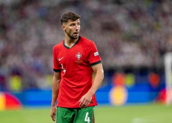 01 07 2024, Football UEFA EURO 2024, Round of 16, Portugal Slovenia, in the Frankfurt Arena Frankfurt am Main, Ruben Dias Portugal pensive