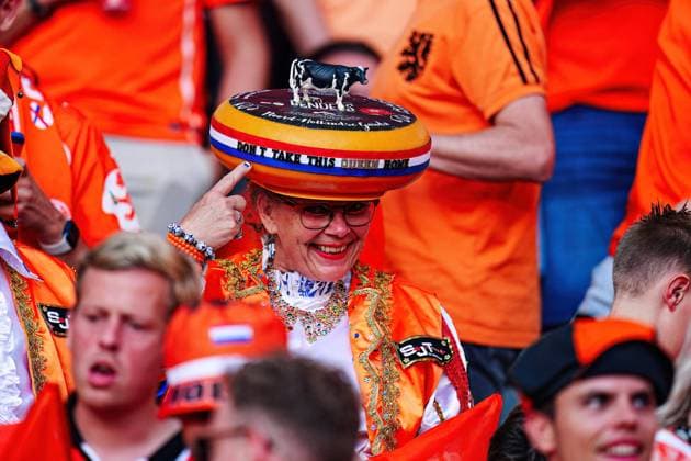 Fan of Netherlands, Kaese Koenigin Miek GER, Netherlands vs Turkey, European Football Championship, UEFA Euro 2024, Quarterfinals, 06 07 2024 GER, Netherlands vs Turkey, European Football Championship, UEFA Euro 2024, Quarterfinals, 06 07 2024 Berlin Copyright: xEibner-Pressefoto MarcelxvonxFehrnx EP_MFN