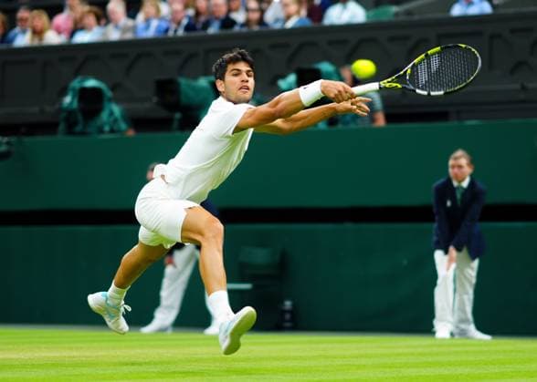 Carlos Alcaraz during his fourth round match Wimbledon Tennis Championships, Day 7, The All England Lawn Tennis and Croquet Club, London, UK - 07 Jul 2024  Copyright: xJavierxGarcia Shutterstockx 14575058ag