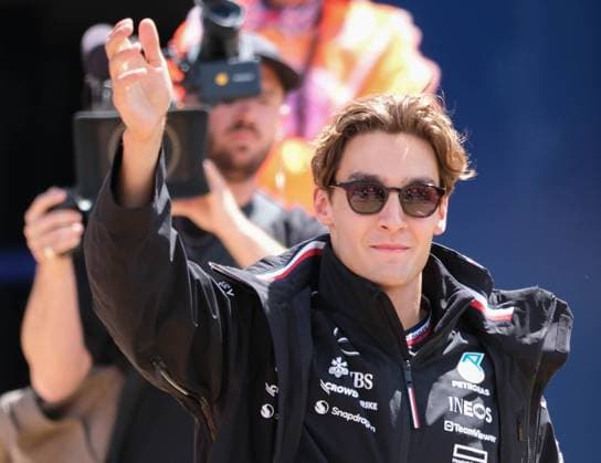 7th July 2024; Silverstone Circuit, Northamptonshire, England; Formula 1 2024 Qatar Airways British F1 Grand Prix; Race Day; George Russell, Mercedes before the drivers parade  ActionPlus12665602 PaulxBonser