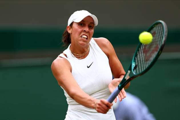 7th July 2024; All England Lawn Tennis and Croquet Club, London, England; Wimbledon Tennis Tournament, Day 7; Madison Keys (USA) in action during her fourth round match against Jasmine Paolini (ITA)  ActionPlus12665640 ShaunxBrooks