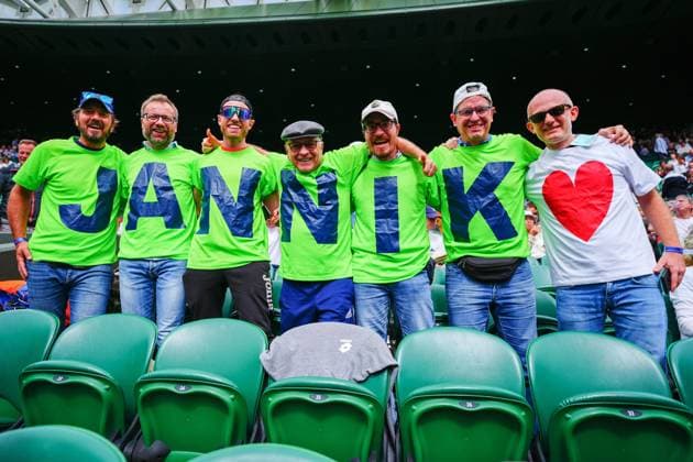 Sport Bilder des Tages Jannik Sinner fans on No.1 Court Wimbledon Tennis Championships, Day 7, The All England Lawn Tennis and Croquet Club, London, UK - 07 Jul 2024  Copyright: xJavierxGarcia Shutterstockx 14575058cc