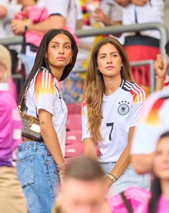 Sophia Weber, girlfriend of Kai Havertz, Aaliyah Mohamed, girlfriend of Florian Wirtz, Nr. 17 DFB in the quarter final match GERMANY - SPAIN 1-2 n.V. of the UEFA European Championships 2024 on Jul 5, 2024 in Stuttgart, Germany.