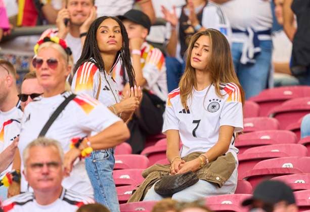 Sophia Weber, girlfriend of Kai Havertz, Aaliyah Mohamed, girlfriend of Florian Wirtz, Nr. 17 DFB in the quarter final match GERMANY - SPAIN 1-2 n.V. of the UEFA European Championships 2024 on Jul 5, 2024 in Stuttgart, Germany.