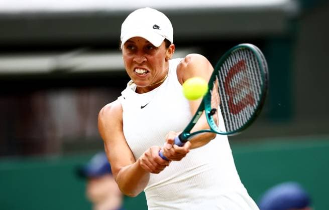 Madison Keys of USA. Wimbledon Tennis Championships, Day 7, The All England Lawn Tennis and Croquet Club, London, UK - 07 Jul 2024  Copyright: xJamesxMarsh Shutterstockx 14575060bv