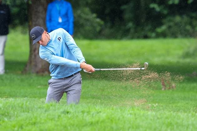 Matti Schmid GER hits from the bunker, sand, BMW International Open 2024, golf, DP World Tour, men, final, 07 07 2024 Moosinning Bavaria Germany Copyright: xkolbert-press ChristianxKolbertx