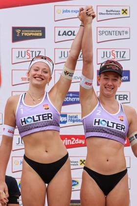 Beach volleyball, Beachvolleyball - Pro Beach Battle Masters SEEWALCHEN,AUSTRIA,07.JUL.24 - BEACH VOLLEYBALL - Beach Volleyball Tour PRO, Pro Beach Battle Masters Litzlberg. Image shows Lia Berger and Lilli Hohenauer (AUT).  GEPAxpictures xMathiasxMandl