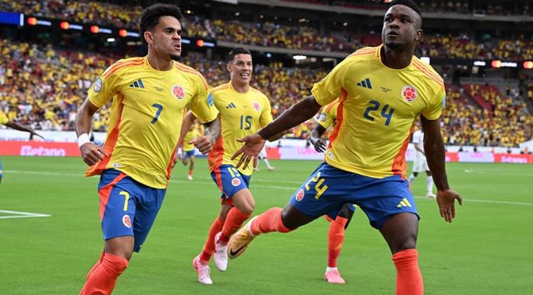 RECORD DATE NOT STATED Copa America USA 2024 Colombia vs Panama - Quarter-final John Cordoba celebrates his goal 1-0 of Colombia during the CONMEBOL Copa America 2024 Quarter-final match between Colombia and Panama, at State Farm Stadium, on July 06, 2024 in Glendale, Arizona, United States. GLENDALE ARIZONA UNITED STATES  Copyright: xDavidxLeahx 20240706172410_CA_QF_2024_COL_PAN_CORDOBA160