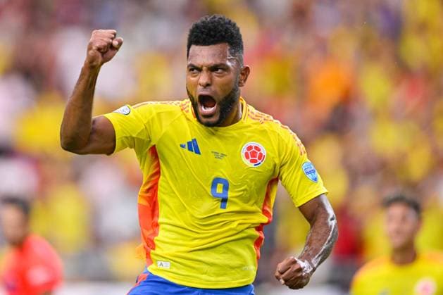 RECORD DATE NOT STATED Copa America USA 2024 Colombia 5-0 Panama - Quarter-final Miguel Borja celebrates his goal 5-0 of Colombia during the CONMEBOL Copa America 2024 Quarter-final match between Colombia and Panama, at State Farm Stadium, on July 06, 2024 in Glendale, Arizona, United States. GLENDALE ARIZONA UNITED STATES  Copyright: xJorgexMartinezx 20240706185626_CA_QF_2024_COL_PAN_BORJA290