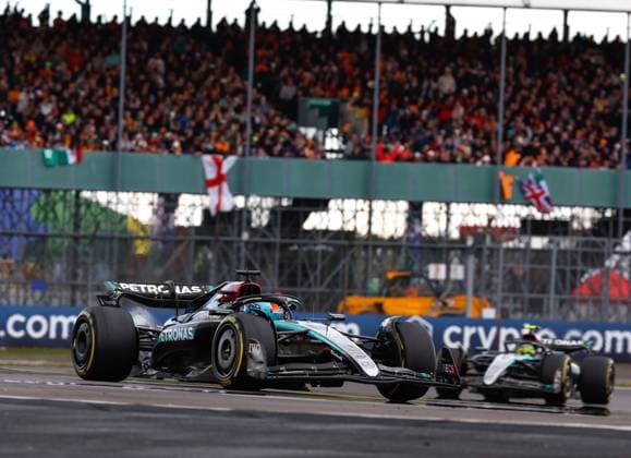 63 George Russell GBR, Mercedes AMG Petronas F1 Team , F1 Grand Prix of Great Britain at Silverstone Circuit on July 7, 2024 in Silverstone, Great Britain Photo by HOCH ZWEI Silverstone Great Britain
