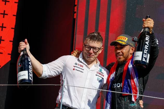 Peter Bonnington GBR, Mercedes AMG Petronas F1 Team , 44 Lewis Hamilton GBR, Mercedes AMG Petronas F1 Team , F1 Grand Prix of Great Britain at Silverstone Circuit on July 7, 2024 in Silverstone, Great Britain Photo by HOCH ZWEI Silverstone Great Britain