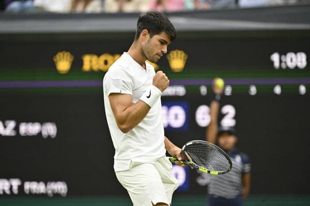 Tennis : Wimbledon 2024 - England - Carlos Alcaraz France Tennis : Wimbledon 2024 - England - 07 07 2024 ChrysleneCaillaud Panoramic 