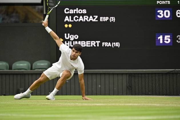 Tennis : Wimbledon 2024 - England - Carlos Alcaraz France Tennis : Wimbledon 2024 - England - 07 07 2024 ChrysleneCaillaud Panoramic 