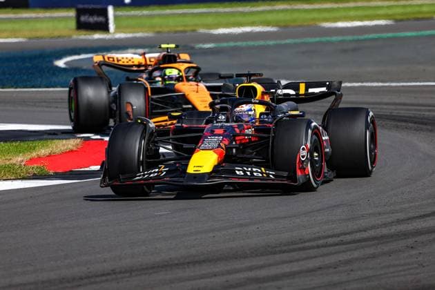 1 Max Verstappen NLD, Oracle Red Bull Racing , 4 Lando Norris GBR, McLaren Formula 1 Team , F1 Grand Prix of Great Britain at Silverstone Circuit on July 7, 2024 in Silverstone, Great Britain Photo by HOCH ZWEI Silverstone Great Britain