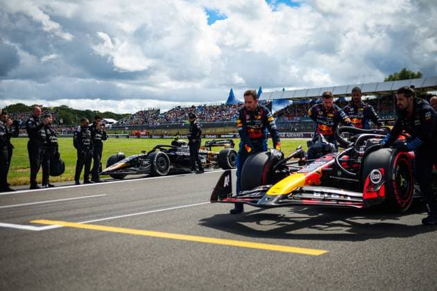Cars of the fictional Apex APXGP Team, for the upcoming Formula One based movie Apex by Apple Studios and Bruckheimer Films, F1 Grand Prix of Great Britain at Silverstone Circuit on July 7, 2024 in Silverstone, Great Britain Photo by HOCH ZWEI Silverstone Great Britain
