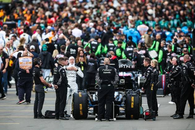 Brad Pitt USA , driver of the fictional Apex APXGP Team, for the upcoming Formula One based movie Apex by Apple Studios and Bruckheimer Films, F1 Grand Prix of Great Britain at Silverstone Circuit on July 7, 2024 in Silverstone, Great Britain Photo by HOCH ZWEI Silverstone Great Britain