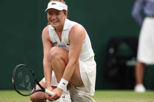 7th July 2024; All England Lawn Tennis and Croquet Club, London, England; Wimbledon Tennis Tournament, Day 7; Lulu Sun (NZL) celebrates after she wins her match against Emma Raducanu (GBR)  ActionPlus12666053 ShaunxBrooks