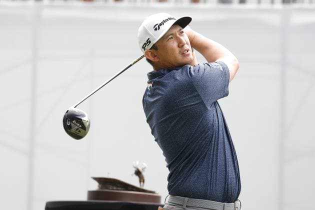 SILVIS, IL - JULiY 07: PGA, Golf Herren golfer Rico Hoey plays his tee shot on the first hole during the final round of the John Deere Classic on July 7,2024, at the TPC Deere Run in Silvis, Illinois. (Photo by Brian Spurlock Icon Sportswire) GOLF: JUL 07 PGA John Deere Classic EDITORIAL USE ONLY Icon24070725