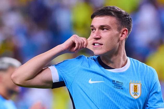 RECORD DATE NOT STATED Copa America USA 2024 Uruguay (4p) 0-0 (2p) Brazil - Quarter-final Guillermo Varela of Uruguay during the CONMEBOL Copa America 2024 Quarter-final match between Uruguay and Brazil, at Allegiant Stadium, on July 06, 2024 in Las Vegas, Nevada, United States. LAS VEGAS NEVADA UNITED STATES  Copyright: xJONATHANxDUENASx 20240706221628_CA_QF_2024_URU_BRA_VARELA303