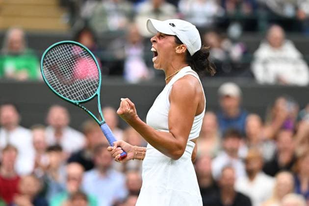 Wimbledon - Fourth Round Madison Keys (USA) during her fourth round match at the 2024 Wimbledon Championships at the AELTC in London, UK, on July 7, 2024. Photo by Corinne Dubreuil ABACAPRESS.COM London United Kingdom  Copyright: xDubreuilxCorinne ABACAx